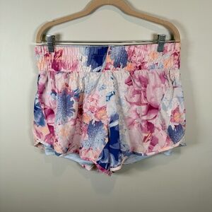 Avia Pastel Floral Athletic Shorts with zip pockets and Spanx Size L (12-14)